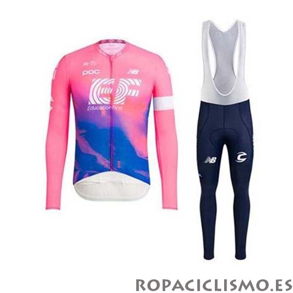 2020 Maillot EF Education First Tirantes Mangas Largas Rosa